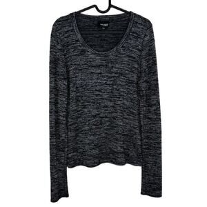 Wilfred by Aritzia Black Grey Space Dye Scoop Neck Lightweight Sweater Medium